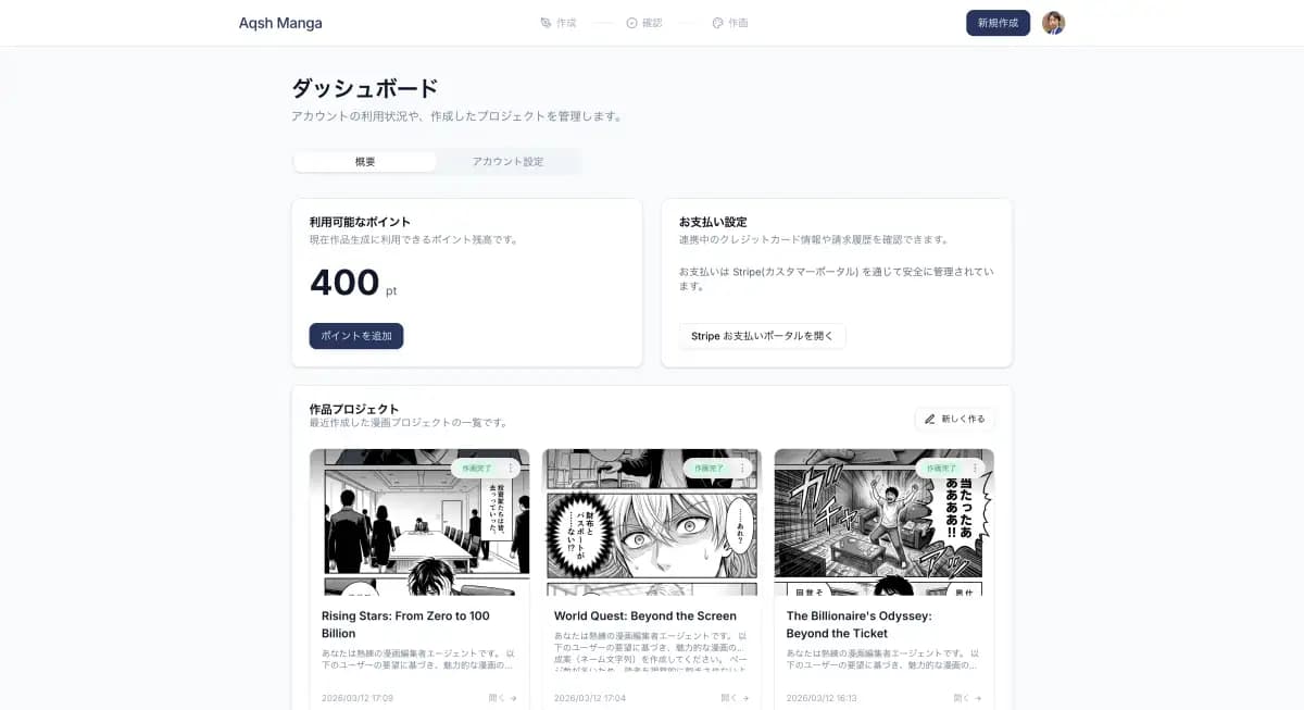Aqsh Manga ダッシュボード